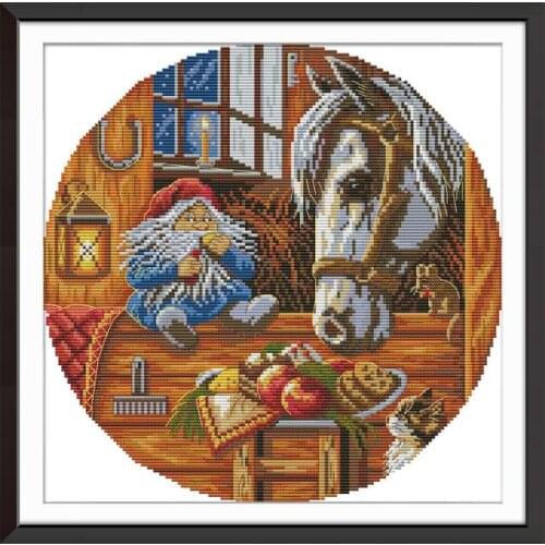 The dwarf fed the horse cross stitch kit aida 14ct 11ct count print canvas cross stitches needlework embroidery DIY handmade