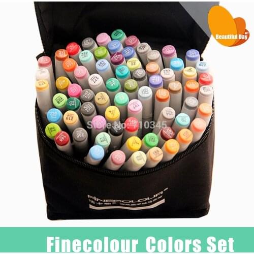 FINECOLOUR Artist Double Headed Sketch Marker Set 12 24 36 48 60 72 Colors Alcohol Based Manga Art Markers for Design Supplies