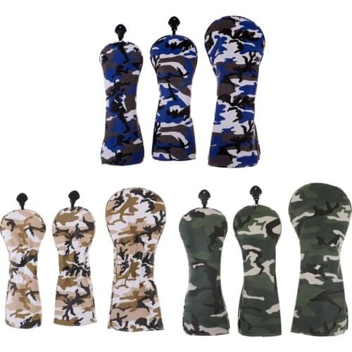 Set of 3 Waterproof PU Golf Headcover Protector for No. 1 3 5 Wood Driver
