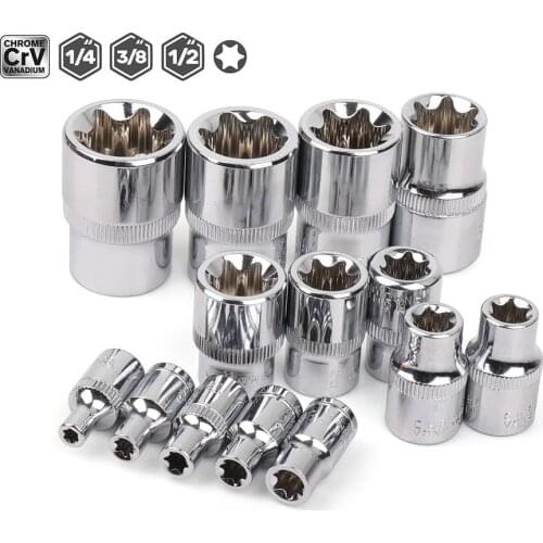 1/4" 3/8" 1/2 E-Socket Sockets Set Adapter Torx Star Bit Repair Hand Tools Head for Torque Spanner Ratchet Socket Wrench