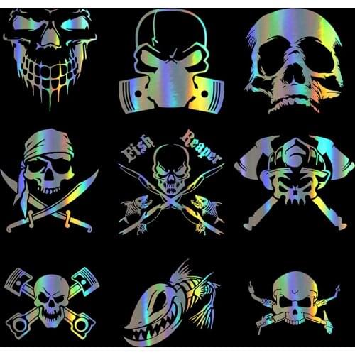 DecalsMe Skull Series Car Sticker Vinyl Reflective Funny Stickers on Auto and Decals Car Styling 3D Motorcycle Moto Stickers