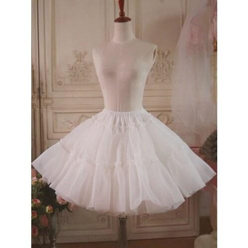 Lolita Petticoat Ruffles Layered Voile Lolita Underskirt in White/ Black