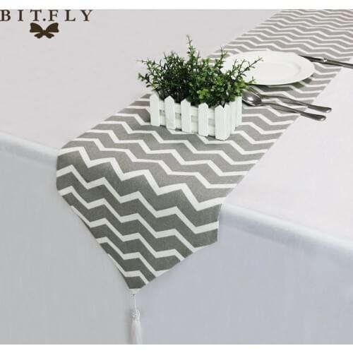 New Modern Table Runner Table Runners for Wedding Party Table Cloth With Tassels Striped Table Cover Linen Cotton Placemat