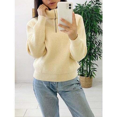 HLBCBG Autumn Winter cashmere oversize thick Sweater Zipper pullovers Women 2021 loose turtleneck Sweater Pullover female