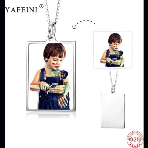 925 Sterling Silver Custom Name & Picture Necklace Personalized Square Pendant Necklace Fashion Jewelry Accessories