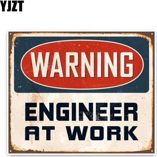 YJZT 10.1*12.1CM WARNING ENGINEER AT WORK Accessories Car Stickers Bumper Warning Sign C30-0174