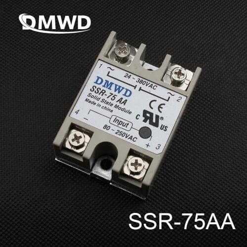 1pcs solid state relay SSR-75AA 75A 80-250V AC TO 24-380V AC SSR 75AA relay solid state High qulity