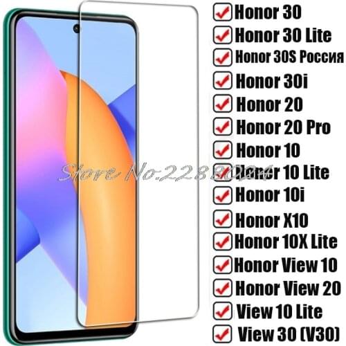HD Tempered Glass For Huawei Honor 30 30S Россия 30i View 20 10 10X Lite X10 10i Honor30 Honor10 10Lite Screen Protector Film