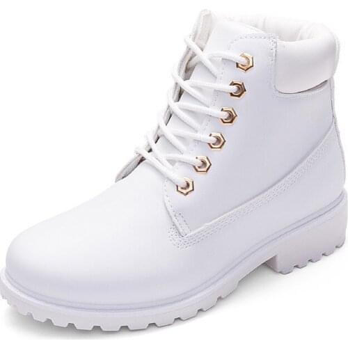 PU Leather Women Ankle Boots Round Toe Winter Boots For Girls Fashion Low Heels Women Shoes Solid Color Lace Up Black Boots