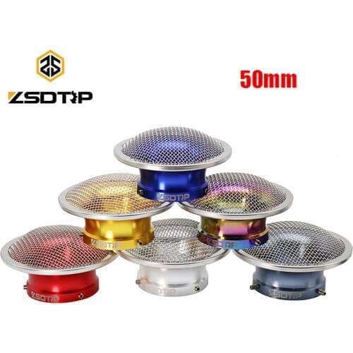 ZSDTRP 50mm Motorcycle Air Filter Wind Horn Cup Alloy Trumpet with Guaze for PWK21/24/26/28/30mm PE28/30mm Carburetor