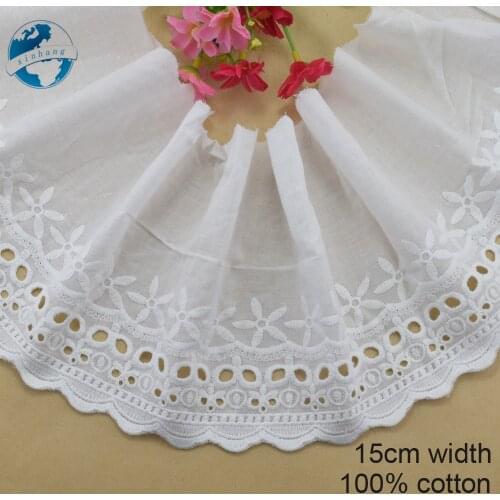 15cm wide white 100% cotton embroidery lace french lace ribbon fabric guipure diy trims warp knitting sewing Accessories#4111