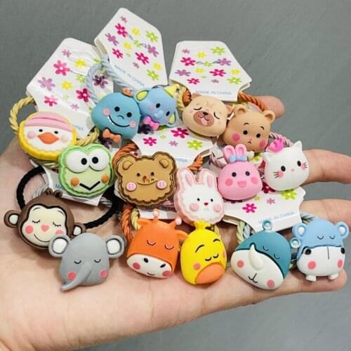 2Pcs Animals Cute Frog Rabbit Bear Hair ring Hair Bands Headwear Girls Rubber Band Elastic Hair Bands Children Hair Accessories