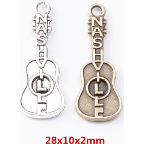 20pcs Charms guitar Pendant Antique bronze Zinc Alloy Fit Bracelet Necklace DIY Metal Jewelry Findings 7215