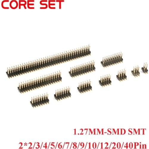 20Pcs SMD SMT 2*2/3/4/5/6/7/8/9/10/12/16/20/40/ PIN double row male PIN Header 1.27MM Pitch Strip Connector 2X/6/8/10/20