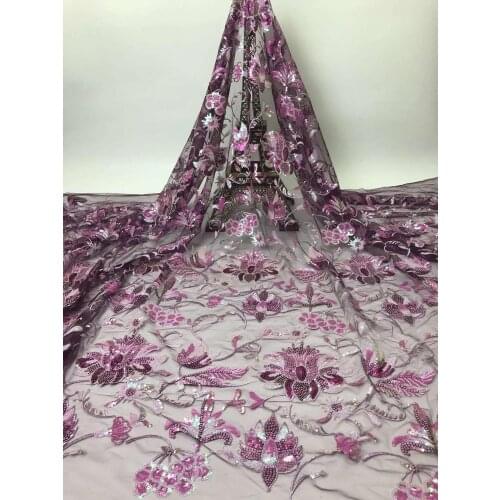 2020 Latest Multicolor African French Tulle Lace Fabric High Quality Multicolor Sequins Embroiderey Mesh Lace Fabric For Wedding