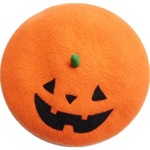 2021 Hot Original Design Halloween Pumpkin Hat Children Funny Autumn and Winter Wool Felt Handmade Painter Hat Parent-Child Cap
