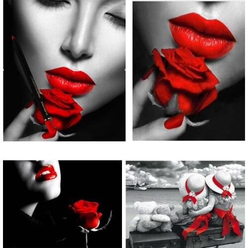 5d diy full square Diamond embroidery Red and black series round bead diamond painting Cross Stitch Rhinestone mosaic decor