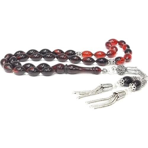 925 Sterling Silver Handmade Rosary with Barley Cut Squeeze Amber Stone