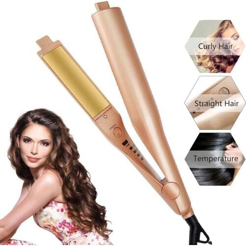 Hair Curler and Straightener 2 in 1 Twist Curling Iron Straightening Professional Negative Ion Flat Iron Curling Hair