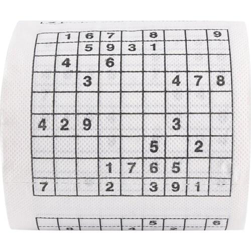 1 Roll 2 Ply Number Sudoku Printed WC Bath Funny Toilet Paper Tissue Jag Gift Drop Shipping Bathroom Supplies