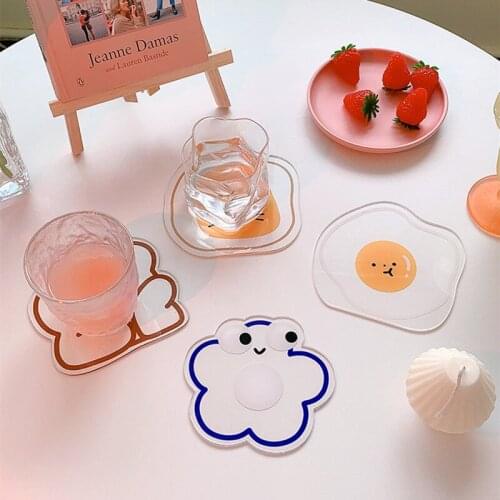 CuteLife INS Cute Animal Acrylic Coaster Home Decoration Tea Kitchen Heat Resistant Mat Accessories Tableware Drink Cup Coasters