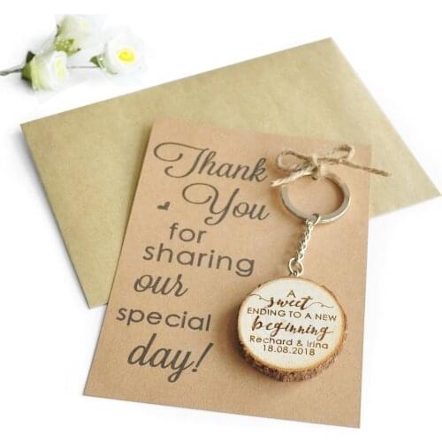 Personalized Wooden Keyring,Wedding Favours,Make a Wish Thank You Cards,Custom Wedding Gifts,Wedding Guest Gifts