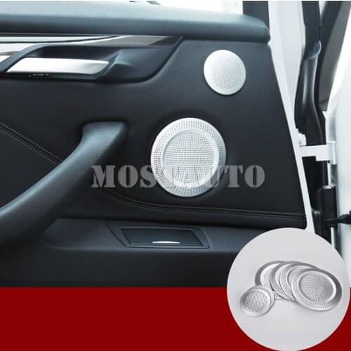For BMW X1 F48 Aluminum alloy Car Door Speaker Frame Cover Trim 2016-2021 6pcs Car Accessories Interior Car Decor Car Trim