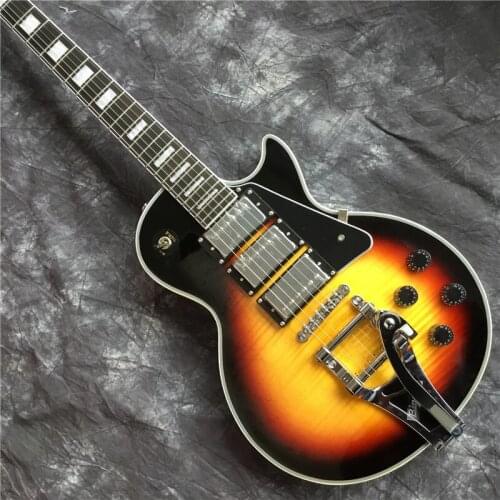 Jazz electric guitar with bigsby tremolo mahogany guitar wood with pickup 3 in China free shipping