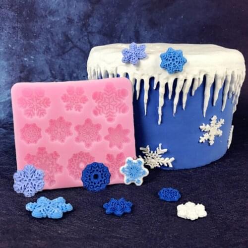 Snowflake Style Christma Cake Mold Silicone Fondant Gumpaste Tools Sugarcraft DIY Cake Baking Decorating Candy Chocolate Mould