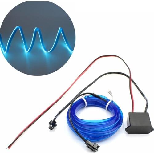 EL Wire With 6mm Sewing Edge Flexible Neon Lamp Glow Rope Tube Cable LED Strip Light For Car Decoration With DC 12V Adapter