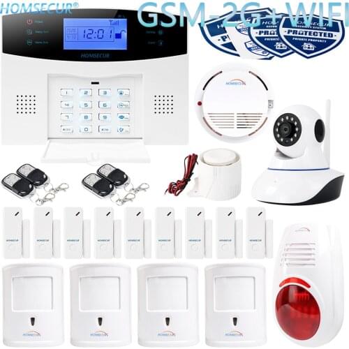HOMSECUR APP Controlled Wireless WIFI Home House Alarm System+Wireless IP Camera