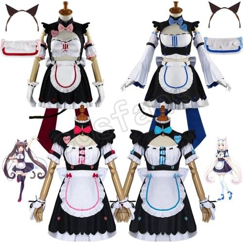 Game NEKOPARA Chocola Vanilla Maid Dress Costume Chocola Racing Queen Ver. Chocola Cosplay Costumes Seperate Maid Uniform Wigs