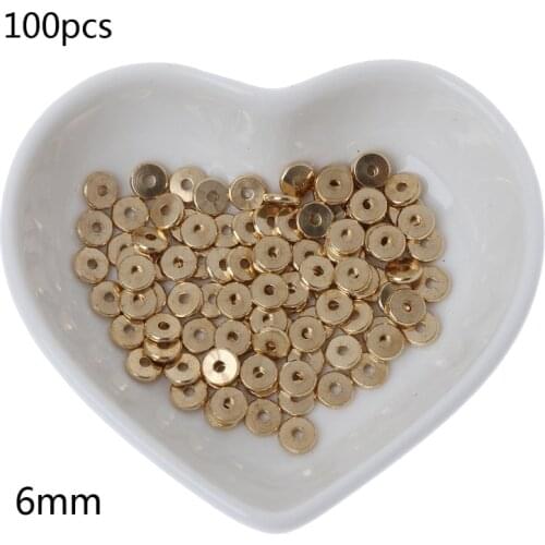 K3ND 100Pcs Metal Smooth Flat Spacer Disc Heishi Rondelle Beads Diy Jewelry Findings