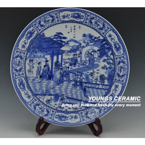 Chinese Antique Blue White Porcelain Wall Decorative Ceramic Plates For Wall Hanging