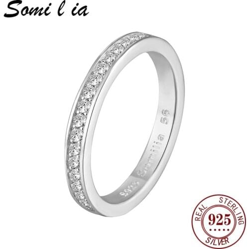 Somi l ia Genuine 925 Sterling Silver AAA Zirconia Finger Rings for Women Wedding Band Engagement Statement Jewelry Anel SML1134