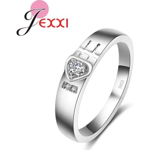 Fashion Women Jewelry Heart Shaped Cubic Zirconia Crystal Ring 925 Sterling Silver Wedding Engagement Women Finger Ring