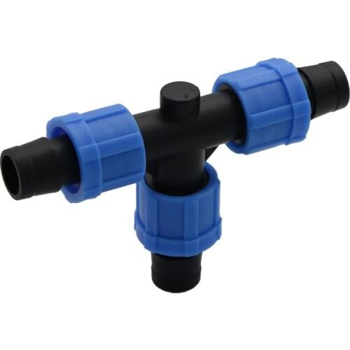 16mm Drip Tape Locked Connectors 1/2" 3/4" Internal External Thread Tee Agricultural Water Saving Irrigation Hose Connector