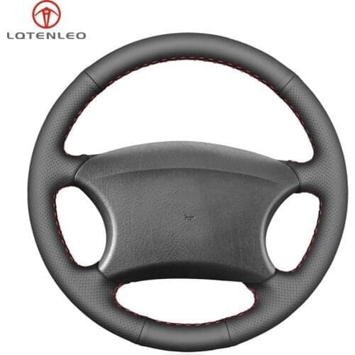 LQTENLEO Black Artificial Leather Hand Sewing Car Steering Wheel Cover For Chevrolet Niva 2002-2009 Lada 2110 2011-2014