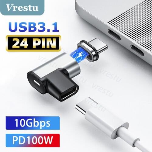 100W USB3.1 Type C All in One Magnetic Adapter 24Pin QC 4.0 3.0 Fast Charging Magnet Data Connector for Notebook Laptop USBC HUB
