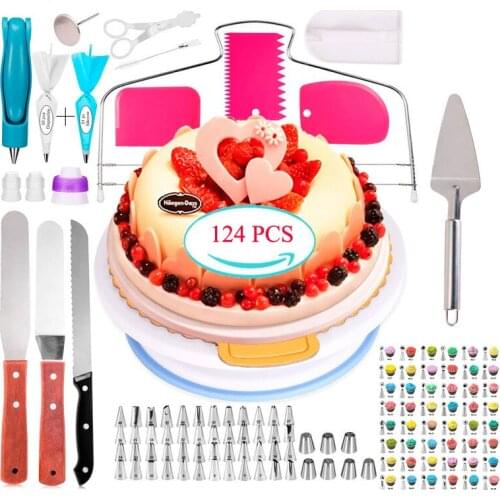 Meibum 124Pcs Dessert Cake Decorating Tools Nozzles Converter Cream Bag Confectionery Cupcake Pastry Stainless Icing Baking Tips