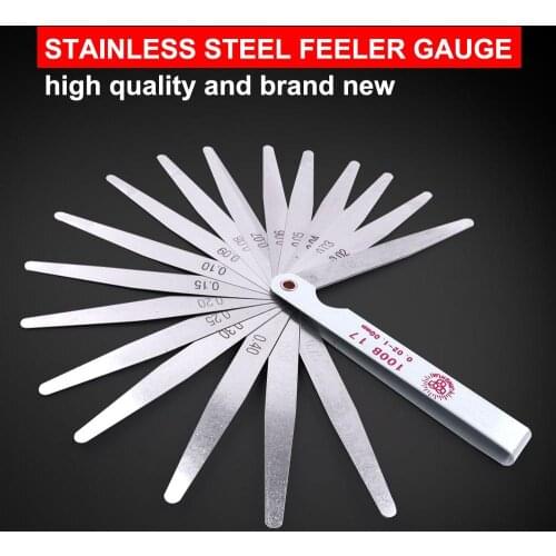 1Pcs Stainless Steel 100mm 0.02 to 1mm Metric Feeler Gauge Gap Filler Thickness Measuring Tool 17 Blades