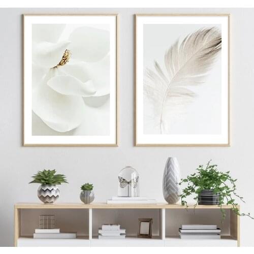Feather Petal Wall Art Canvas Painting Nordic Posters And Prints Black White Wall Pictures For Living Room Decor No Frame