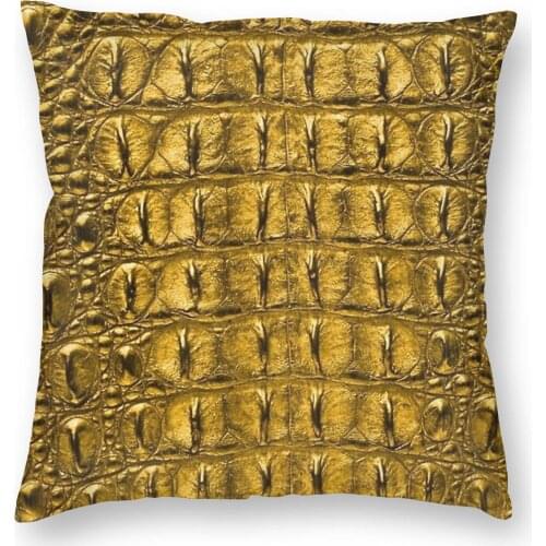 Gold Crocodile Skin Pillow Cover Decoration Pattern Texture Cushion Cover Throw Pillow for Sofa Polyester Double-sided Printing