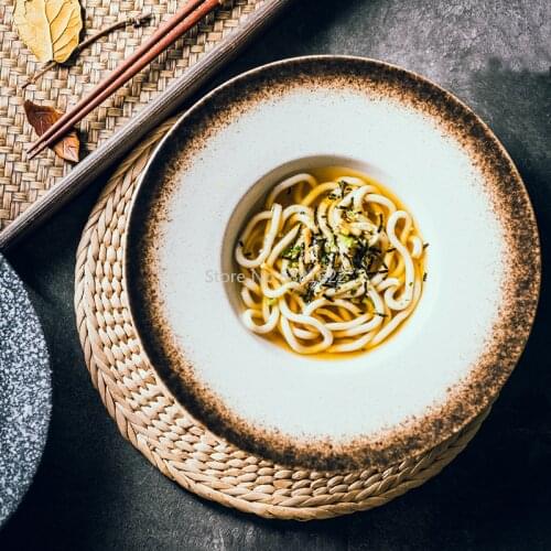 New Simple Ceramic Plate Creative Black Large Deep Soup Plate Fashion Plate Color Plate Consumer and Commercial Beautiful Plate