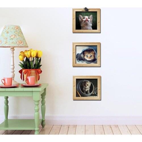 New envelope version of the 3D illusion box cat cartoon wall stickers wholesale living room bedroom childrens room