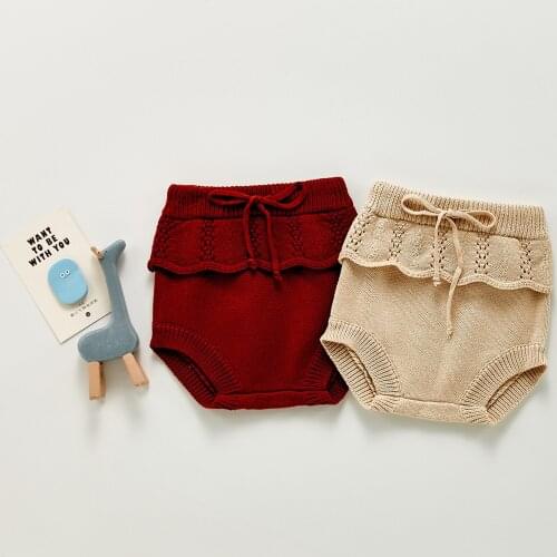 2021 autumn new girls ruffled bread pants knit shorts sweet PP pants