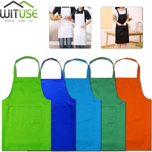 Pure color Cooking Apron For Woman master Cooking Thicken Household Cleaning hairdresser kitchen Plain Apron Cotton Polyester