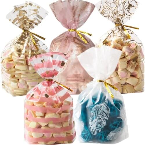 50Pcs Plume Plastic Bag Easter Birthday Party Candy And Sweets Gift Bags Natal Present Anniversaire Gift Wrapping