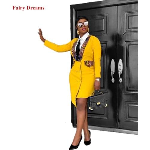 African Dress For Women Summer Style Office Dresses Yellow Red Plus Size African Clothing 3XL 2020 Spring Autumn New Style