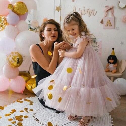 Flower Girl Dresses For Girls Burgundy Blue Black Champagne Elegant Kid Party Gowns Comunion Pageant Dress